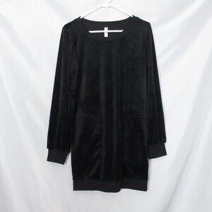 Anthropologie Daily Practice Velvet Puff-Sleeve Dress Black XS